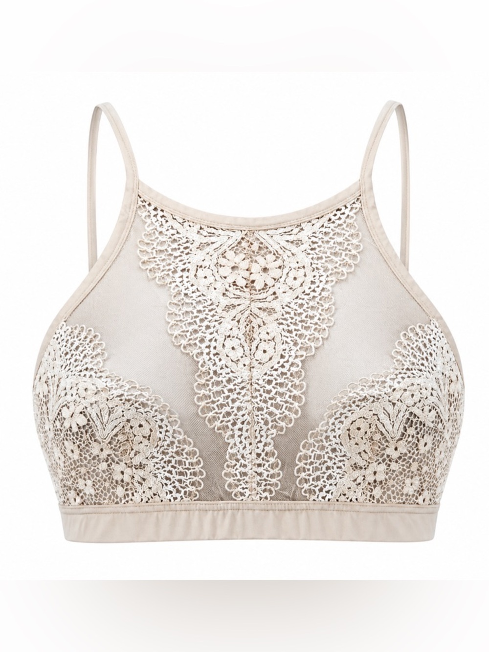 Victoria’s Secret Lace Mesh Bralette Blush Women’s L Boho Sheer Crochet